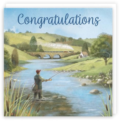 Hunts England Glückwunschkarte zum Fliegenfischen für Ihn – Milo's Gallery – Glückwunschkarte – für Angelfreunde, Männer – Gut gemacht Karte für Prüfungen, Promotion, Fahrtest, Abschlussfeier usw.