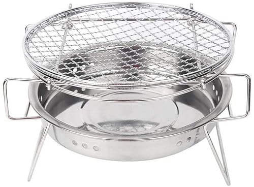 GaRcan Edelstahl-Mini-Rundgrill Edelstahl-Holzkohlegrill-Grillnetz