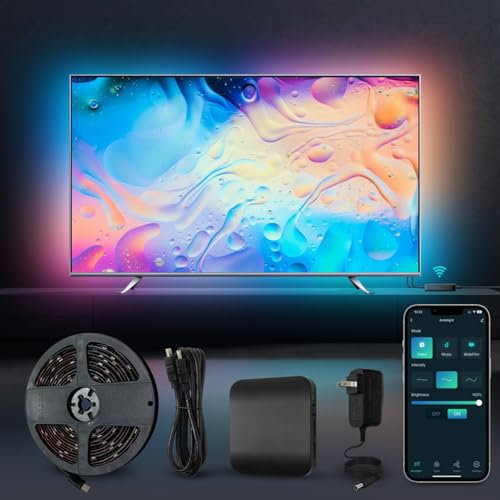 LED TV Backlights,RGB Music Sync Color Changing LED Light with Smart App Remote/Voice Control,LED Strip Lights for Bedroom Lighting Flexible Home Decoration,HDMI Sync Box,PC/Games Devices (55-65)