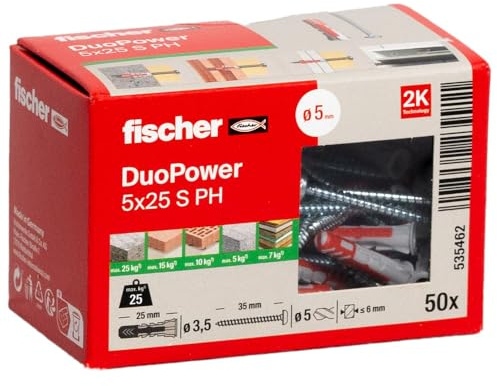 Fischer 50x DUOPOWER 6 x 30 mm S PH LD - Steckdosenstopper