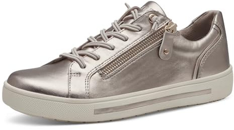 Jana Femmes Baskets Plates avec Fermeture éclair Vegan, Or (Champagner), 39 EU