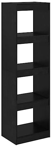 KTHLBRH Bücherregal Raumteiler Schwarz 40x30x135.5 cm Massivholz Kiefer Dekorative Regale Büro-Bücherregal Wohnzimmer Regale Regale für das Schlafzimmer für Büro, Wohnzimmer, Schlafzimmer