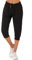 Smith & Solo Jogginghose Damen 3/4 - Sporthose Capri Kurze Hose Yogahose Damen, Freizeithose Laufhose Sommer Kurz Hosen,Trainingshose Fitness Sweathose (Schwarz, L)