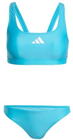 adidas Damen 3 Stripes V-Back Bikini, Lucid Cyan/White, 44