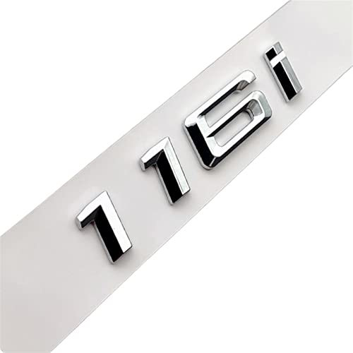 sibulv 3D ABS Schwarz Chrom Buchstaben for Auto Kofferraum Abzeichen passend for BMW 116i E87 F20 Serie 1 116d Emblem Logo Schriftzug Aufkleber Zubehör Abzeichenmarker(116i Chrome Silver)