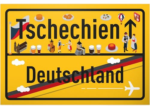 DankeDir! Tschechien Ortsschild - Kunststoff Schild 30 x 20 cm - Geschenk Idee Gutschein Reise Urlaub Reisegutschein Männer & Frauen Geldgeschenk Abschiedskarte Geschenkidee Deko Karte