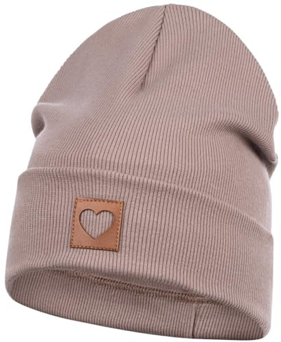 Smarilla Mütze Beanie Mädchen Damen Kinder Übergangsmütze gerippt, Größe: 50-52, Farbe: Cappuccino