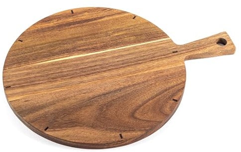 Hanseküche Pizzateller Holz – Rundes Pizzabrett aus Akazienholz, 31 cm Durchmesser – Pizza-Schneidebrett, Pizza-Plate, ideal für Pizza, Focaccia, Brot