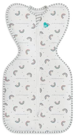 Love To Dream Swaddle Up, 3.5-6kg, Rainbow Dream, Snug Fit, Supports Healthy Sleep, 1.0 Tog - Ideal for 20-24°C Temperatures, Machine Washable Cotton & Double Zip for Easy Nappy Changes
