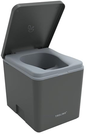 TRELINO EVO M Antracita, 39 x 33 x 36 cm, baño seco con Separador, WC portátil para Camping y Uso al Aire Libre, Inodoro seco para Furgonetas y autocaravanas, sin Agua ni Productos químicos