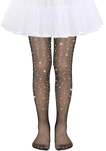 TAXTYHRE Collant Resille Fille, Noir, Opacité 0.5, Taille 110, Pour Filles, Enfants, Fête de Rave, Halloween, École de Danse de Ballet