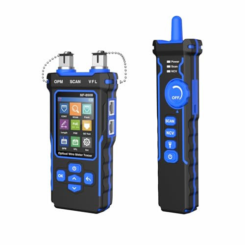 Tester cavi di rete Tester Lan con misuratore di potenza ottica Tester di rete CAT5 CAT6 Tester Ethernet RJ11 RJ45 Tracciamento dei cavi con NCV, flash della porta, ricarica Type-C.