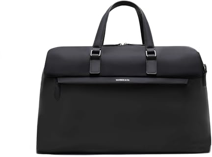 Maverick & Co. Avenue 25L Water-Resistant Weekender Holdall for Men & Women - Recycled Nylon Travel & Gym Bag with 16 Laptop Compartment (Black)