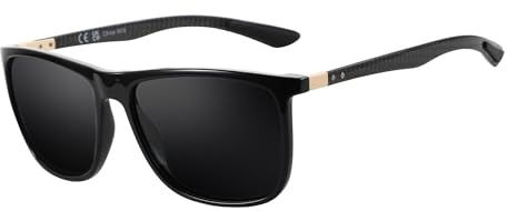 ZENOTTIC Gafas de Sol Polarizadas para Hombre : Fibra de Carbono Montura Cuadrada TR90 Protección UV400