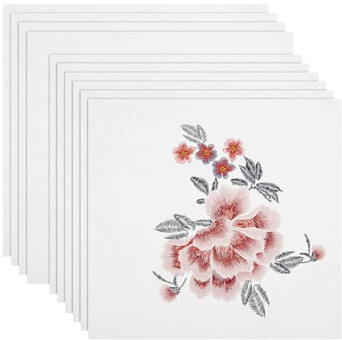 10 Stück Kreuzstich Stoff Baumwolle Leinenstoff Stoff zum Sticken 20×20/30×30 cm Weiß Embroidery Fabric DIY Stickstoff zum Sticken Cross Stitch Sticktuch für Stickereien DIY Handwerk