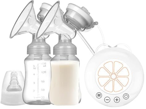 Double Electric Breast Pump, Rechargeable with 2 Milk Bottles, Multiple Modes Low Noise for Efficient Breastfeeding, Ideal for New Mothers and Postpartum Use, Comfortable and Quiet Milk Extractor