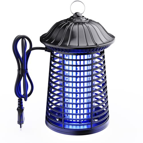 Insecticida eléctrica con lámpara LED, 15 W, 4200 V, trampa para mosquitos, trampa eléctrica para mosquitos, polillas, moscas, arañas, resistente al agua IPX4