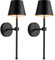 NEWSEE Battery Operated Wireless Wall Sconces Set of 2, 5200mAh Rechargeable LED Small Wall Lights,Dimmable Cordless Lamp for Wall Painting,Living Room,Bedroom, Hallway,Gifts,Night Light(Black)
