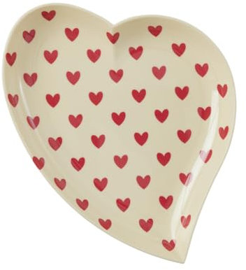 Plato de melamina con corazones rojos de Rice en forma de corazón, sin BPA, apto para lavavajillas e irrompible