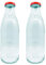 Tradineur - Pack de 2 Botellas de Vidrio con Tapa roja de latón, Cierre de Rosca, Agua, Leche, Batidos, zumos, licuados de Verduras, frigorífico - 1 litro