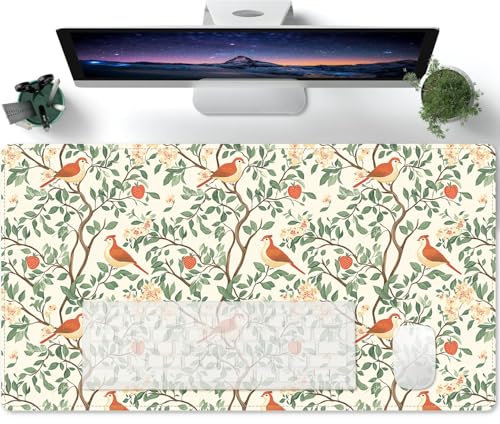 Mauspad Ein Vogel auf einem Ast Gaming Mauspad erweitertes großes Computer Tastatur Mausmatte Schreibtischunterlage weiche Glatte Oberfläche und rutschfeste Gummibasis wasserdichtes - 600x300mm