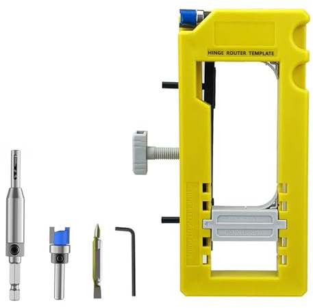 Türscharnier Router Vorlage, Professionelle Scharnier-Schablone mit Einstellbarer Tiefe, für 3,5 Zoll Scharniere und 1, 458 Zoll Radius, Kunststoff Ausführung für Holzbearbeitung und Türinstallation