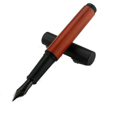SLJYM - Mini penna stilografica tascabile in legno di sandalo, con pennino nero