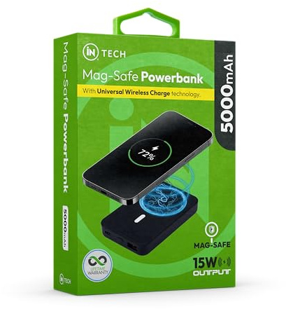 iN Universal Powerbank MagSafe Wireless Power Bank | Universal Magnetic Charger | 15W Fast Charging | Compact Portable Lightweight(5000mAh)