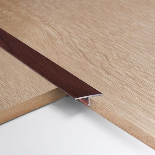 Zayejod Aluminium-T-Formleisten Flacher Bodenübergangsleiste Übergangprofil Türschwellen Bodentrennstreifen Fußböden Abdeckleisten- 2cm x 0.9m x 3pcs Nussbaum