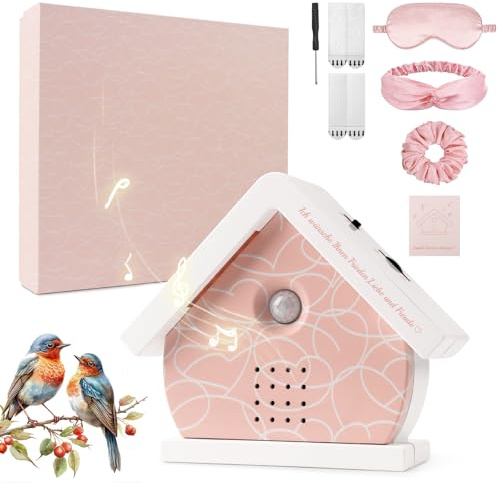 Vogelgezwitscher Naturgeräusche Box, 12 Klänge, Schlafmaske & Haarband | beruhigende Klänge mit Bewegungsmelder, für Entspannung & Schlaf, Wellness Geschenk für Mama, Frauen und Freundinnen