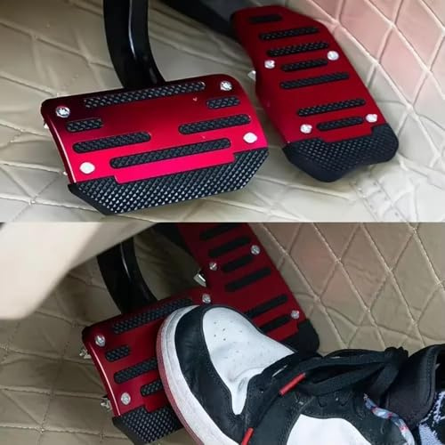 Fußstütze Pedal Brems- Und Gaspedal Rutschfeste Pedale Rennsport-Ersatz Sport-Aluminium Automatisches(Automatic Red Set)