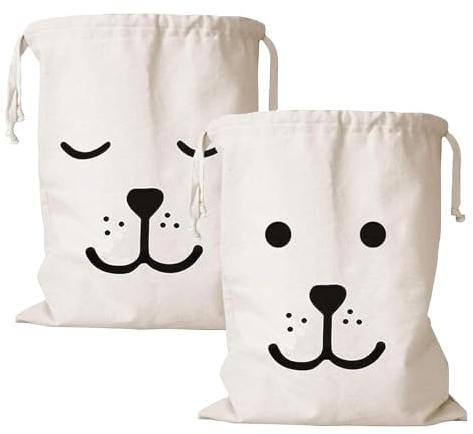 2pcs Drawstring Laundry Bags, Canvas Laundry Bag 60 × 50cm, Large Laundry Storage Bag with Drawstring for Clothes Toys