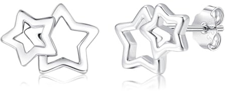 Estrellique Ohrstecker Silber 925, Silber Stern/Hufeisen/Kreuz Ohrringe | 925 Sterling Silber Ohrstecker mit AAAAA Cubic Zirkonia, Unisex Klein Knorpel Tragus Ohrringe Stecker für Damen Mädchen