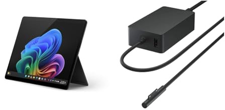Microsoft Surface Pro | Copilot+ PC | 13” OLED | Snapdragon® X Elite | 16GB RAM | 512GB SSD | Schwarz + 65W Surface Connect Netzteil – Essentials-Paket