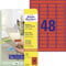 AVERY Zweckform L6038-20 Rote Etiketten (960 Aufkleber, 45,7x21,2mm auf A4, wieder rückstandsfrei ablösbar, selbstklebende Farbetiketten, Papier matt, bedruckbare, farbige Klebeetiketten) 20 Blatt