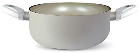 Pensofal, Casserole blanche Diamond® en aluminium avec revêtement anti-adhésif à 6 couches, diamètre 20 cm, 2,5 litres, poignées Soft Touch, convient à l'induction, blanc