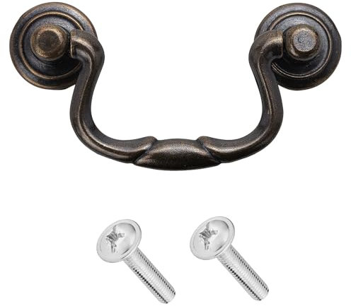 Decoranddecor Antique Copper Brass Vintage Round Pull Swing Ring Kitchen Bathroom Bedroom Cabinet Door Knobs Drawer Furniture Handles (64mm Swing Handle, Antique Copper)