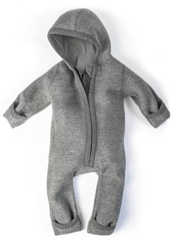 Ehrenkind® WALKOVERALL | Baby Wollwalk-Overalls aus Natur Schurwolle mit Reißverschluss | Walk Wolle Woll-Anzug für Kleinkind und Baby Grau Gr. 86/92
