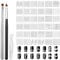 MWOOT 36 Nail Art French Tip Form Guides Stickers Set with 2 French Nails Brushes, French Form Fringe Guides Manicure Strips Tools for Women Nails Beauty Painting Brushes DIY Tools
