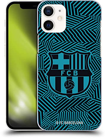 Head Case Designs Offizielle FC Barcelona Schwarz Wappen Harte Rueckseiten Handyhülle Hülle Huelle kompatibel mit Apple iPhone 12 Mini
