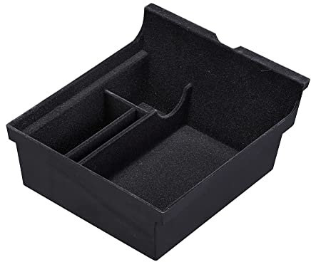 JSCARLIFE Center Console Organizer Tray Compatible with 2021 Tesla Model 3 Model Y, Interior Accessories Upgrade Flocked Armrest Hidden Drawer Storage Box (Black-2)