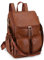 UTO Damen Rucksack Leder Synthetik Daypack Rucksackhandtaschen Modischer Multifunktionsrucksack Vielen Fächer Große Kapazität Tagesrucksack Reißverschluss für Reise Schule Arbeit Braun