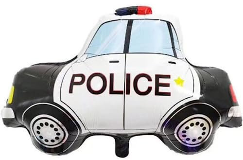 DIWULI Polizei-Auto Luftballon XL - Polizei-Deko Geburtstag