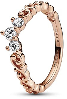 PANDORA Königlicher Wirbel Diadem-Ring aus Metall 14 Karat rosévergoldeter Metalllegierung mit Zirkonia - komplatibel mit Schmuckteilen aus derPANDORA Moments Kollektion - Größe: 58