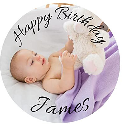 Edible Cake Topper, Personalised Happy Birthday Image Toppers with Custom Text (4 Inches)