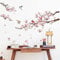 decalmile Wandtattoo Magnolie Blumen AST Wandaufkleber Blüten Rosa Vögel Wandsticker Mädchen Schlafzimmer Wohnzimmer Wanddeko