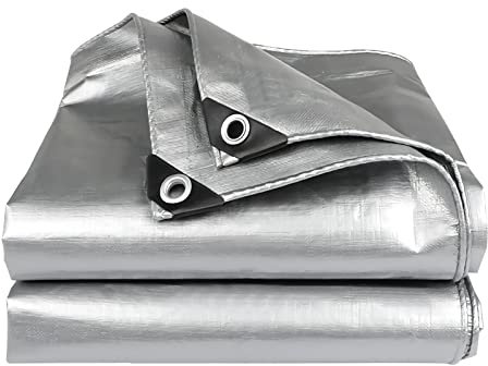 Telone Occhiellato Impermeabile Telo di Protezione Pesante Antipioggia Copertura da Esterno,Antistrappo,Protezione Anti UV e Antipioggia in PE per Barca, Legno, Auto, Piscina,160 g/m²,2x2m