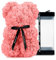 TANNESS 25cm Rose Bear with Transparent Gift Box & Black Ribbon, Rose Petals Teddy Bear Presents for Women, Artificial Flowers Rose Bear Valentines Gifts for Her - Gifts for Girlfriend (Baby Pink)