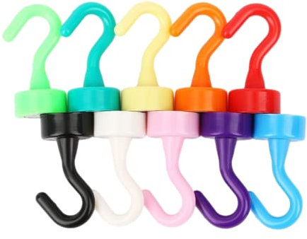 BeyondNice 10 Stück bunte magnetische Haken, robuste Magnethaken für Kühlschränke, Magnethaken zum Aufhängen, Schlüssel, Schließfächer, Zuhause, Büro, Klassenzimmer