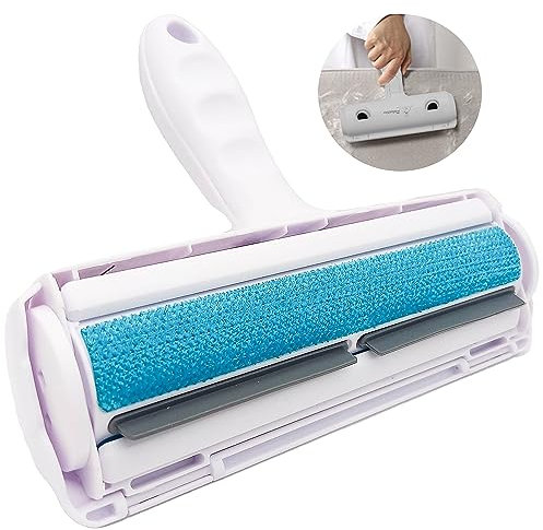 PETSATION Tierhaarentferner – Wiederverwendbarer Fusselroller und -bürste für Hunde- und Katzenhaare – Ideal für Sofa, Bett, Teppich und Kleidung – Blau